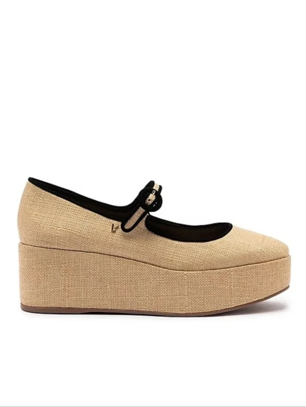 Anthropologie Larroudé Blair Flatform Maryjanes Platform Shoe Raffia Leather 7.5